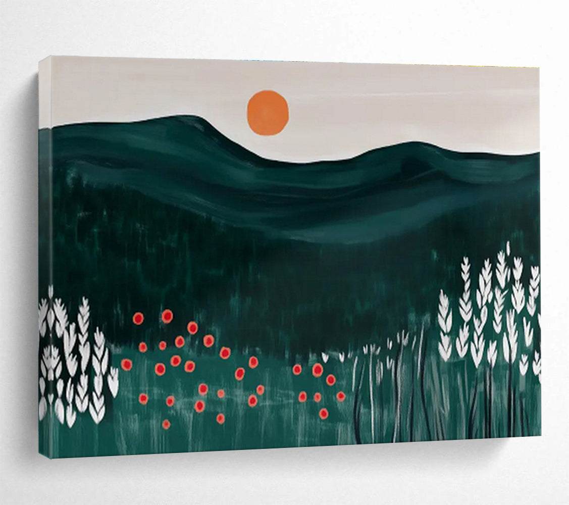 orange mountain wall art